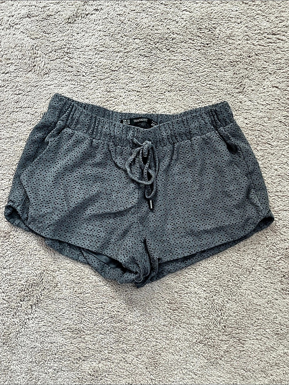 Zara Trafaluc Textured Drawstring Shorts in Gray Size XS